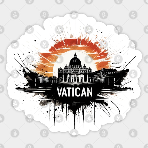 Vatican City Travel Ink Art Painting Sticker by TomFrontierArt